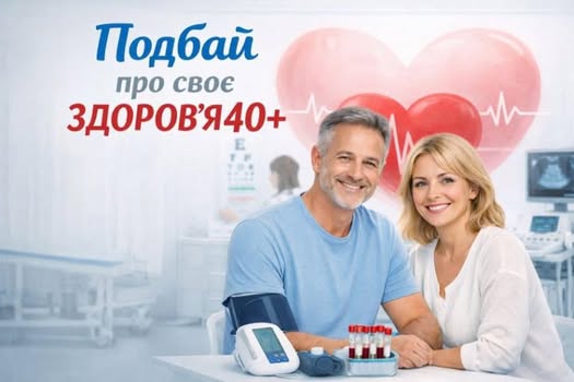 📢Запрошуємо всіх пацієнтів віком від 40 років пройти комплексне безоплатне обстеження в межах державної програми « Скринінг здоров'я 40 +» За кошти програми